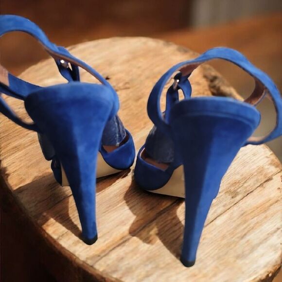 Sigerson Morrison DIANA Blue Suede Heels with Slingback Design 7.5 - Picture 5 of 6